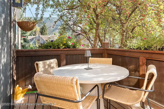 a view of an outdoor seating area