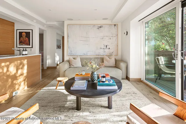 a living room with furniture and a gate