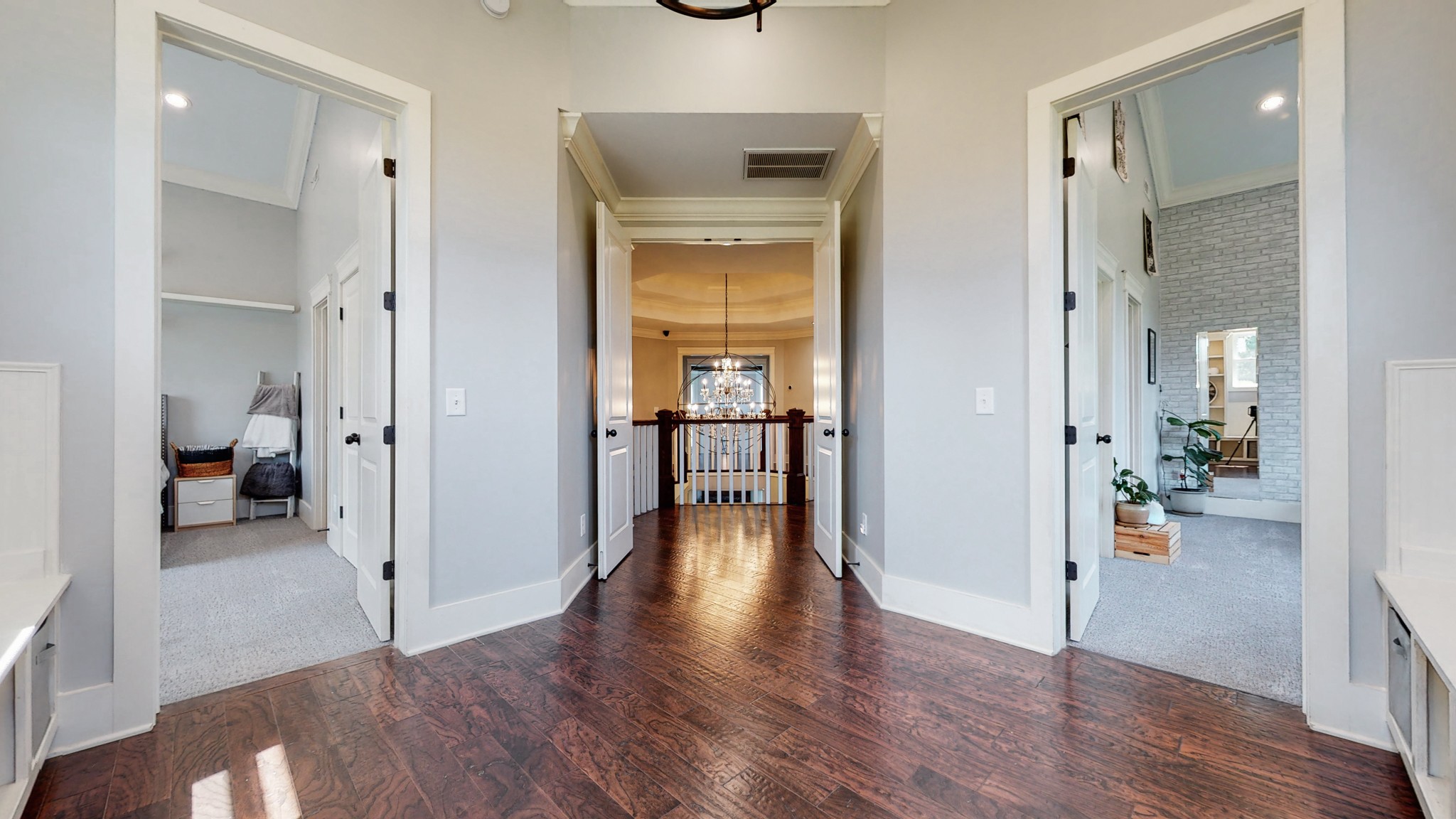 159 Coldstream Road Murfreesboro, TN 37127 - Photo 28 of 34 a view of a hallway with wooden floor a glass door and a living room