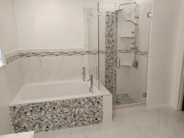 a bathroom with a shower