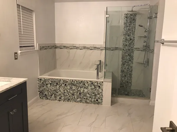 a bathroom with a shower