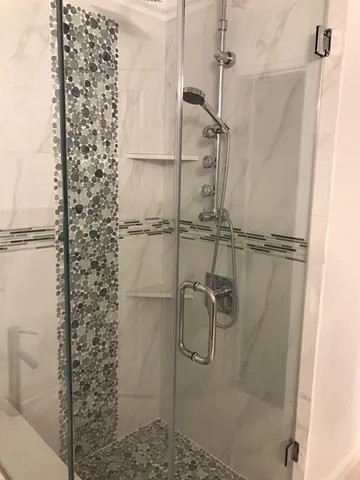 a bathroom with a shower