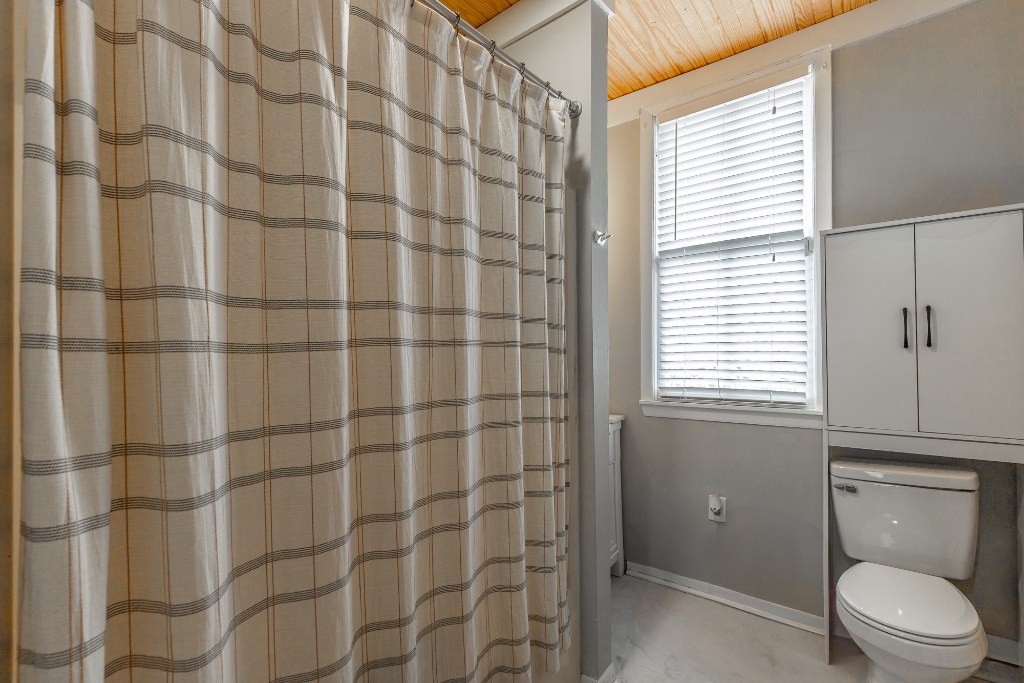 407 Colville Street Chattanooga, TN 37405 - Photo 15 of 50 a bathroom with a toilet and a shower curtain