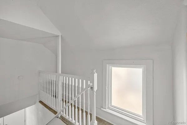 a view of a room with a window