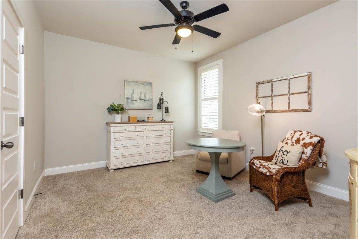 608 Cypress Run Cove Collierville, TN 38017 - Photo 22 of 40 Sitting room featuring light colored carpet and ceiling fan