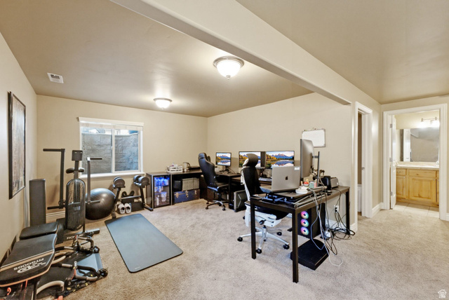 7772 South Rustic Cove Midvale, UT 84047 - Photo 25 of 39 Carpeted room with recessed lighting and a window
