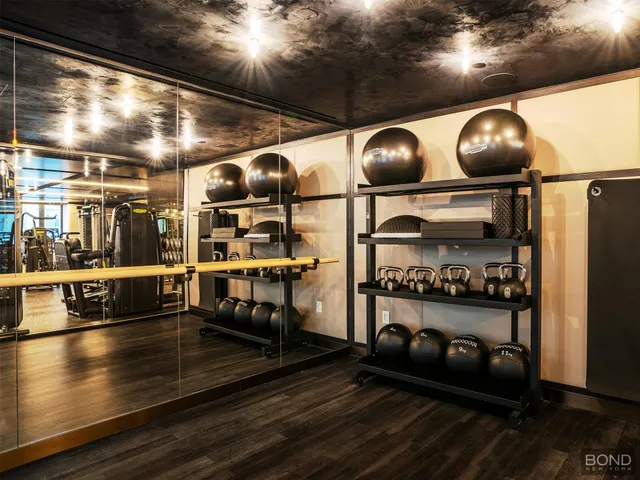 a view of a room with gym equipment