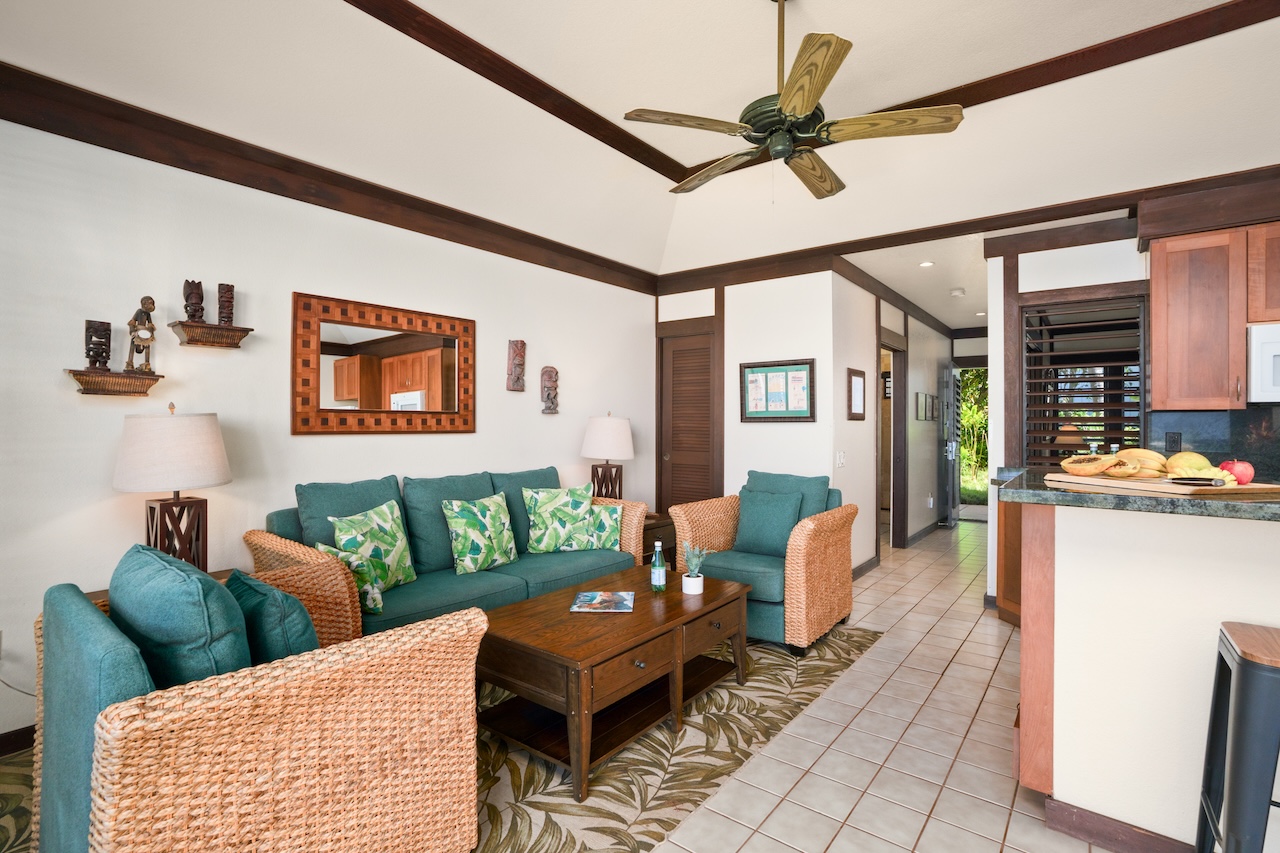 2253 Poipu Road, Unit 192 Koloa, HI 96756 - Photo 6 of 27 a living room with furniture ceiling fan and a rug