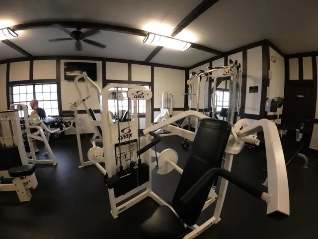 a view of a room with gym equipment