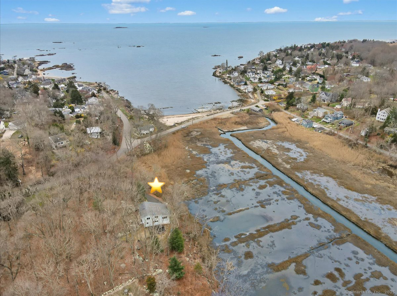553 Mulberry Point Road Guilford, CT 06437 - Photo 1 of 1 Aerial photo shows the property and proximity to the beach.