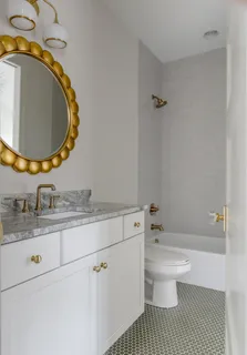 a living room with couch and a table