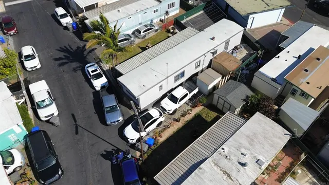 an aerial view of a house with balcony