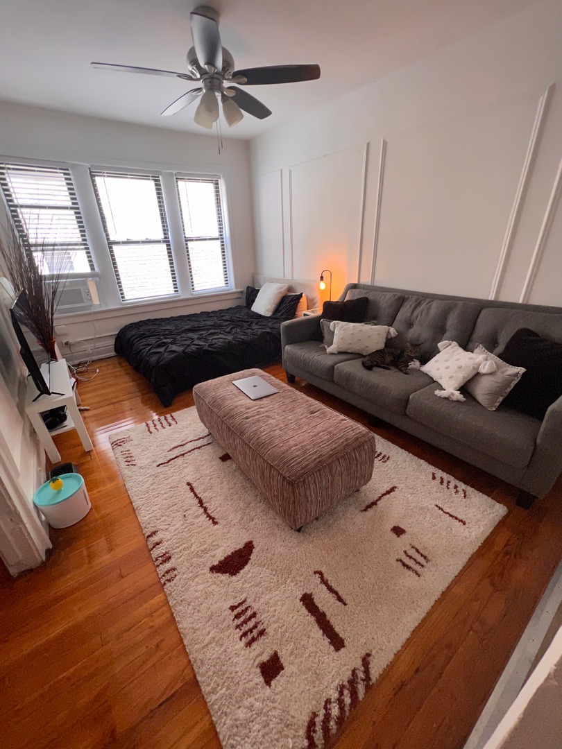596 West Hawthorne Place, Unit 208 Chicago, IL 60657 - Photo 3 of 8 a living room with furniture and a window