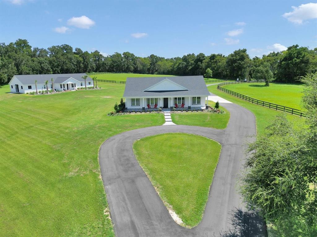 an aerial view of a house