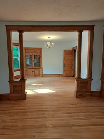 a view of livingroom with wooden floor