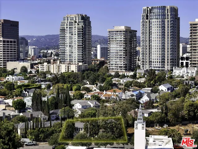 a city view with tall buildings