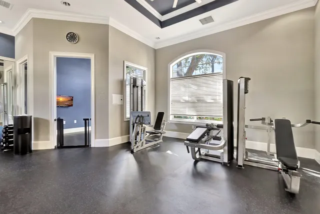 a view of a room with gym equipment