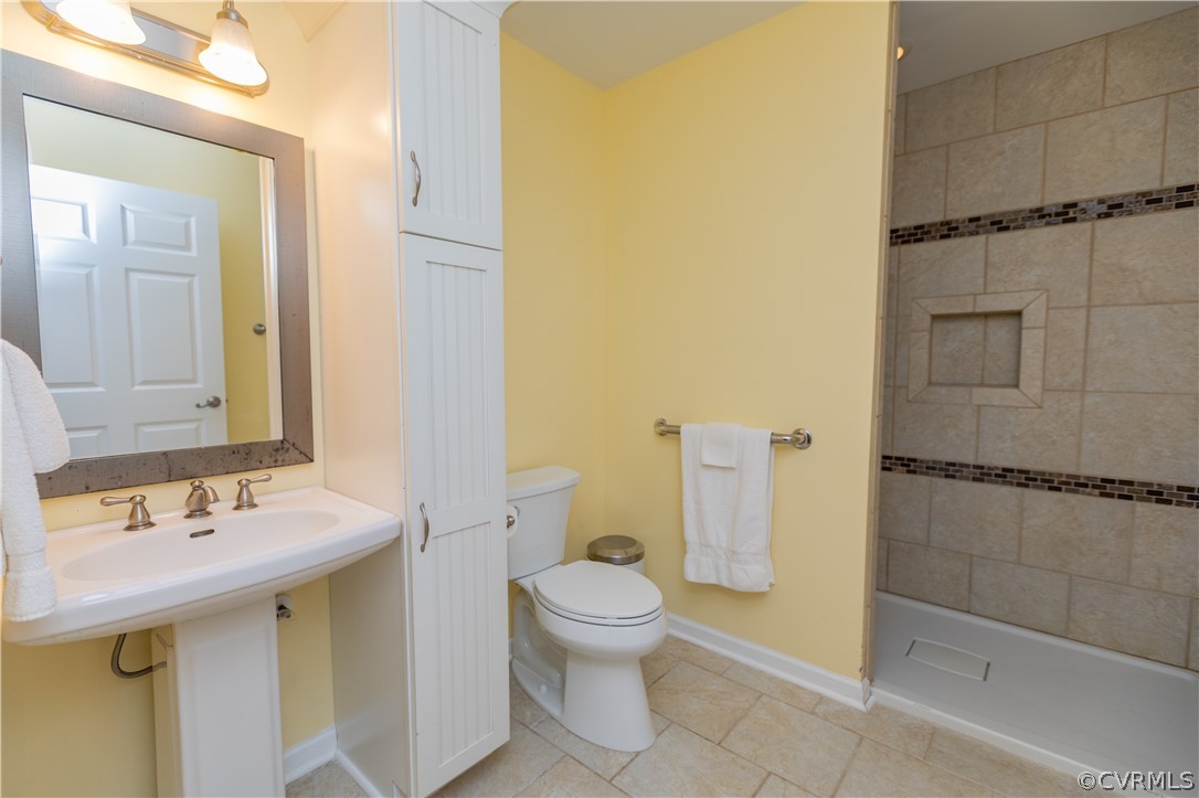 1394 Falls Road Victoria, VA 23974 - Photo 21 of 45 a bathroom with a sink a toilet and shower