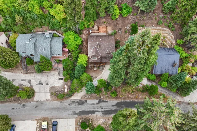 an aerial view of a house