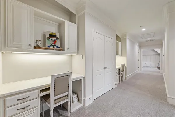 a bed room with a bed and a table