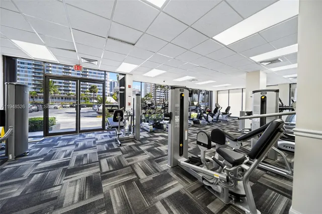 a view of a room with gym equipment