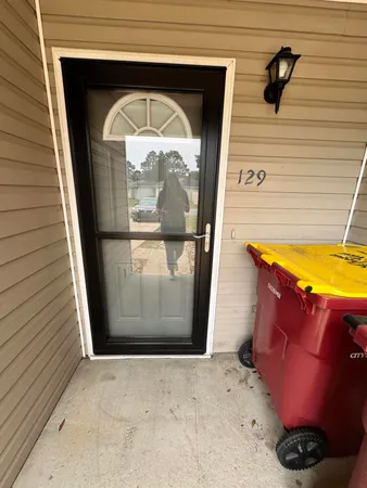 a view of a entryway door of the house