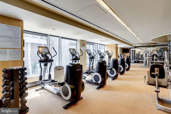 a view of a room with gym equipment