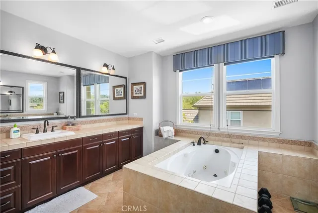 an aerial view of a house with a garden