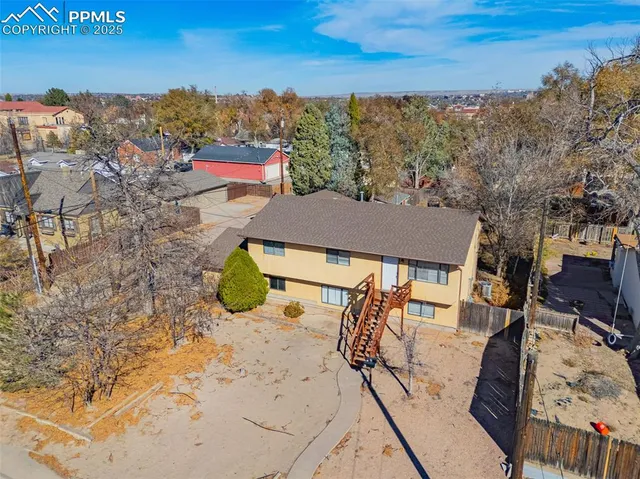 an aerial view of multiple house