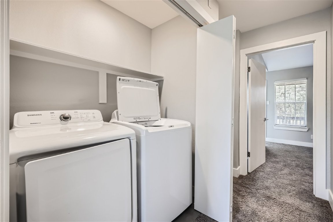 1830 River Crossing Circle, Unit D Austin, TX 78741 - Photo 18 of 27 a utility room with dryer and washer