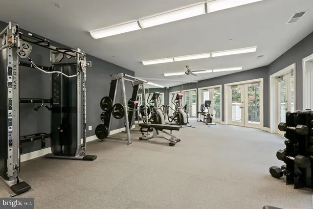 a view of a room with gym equipment