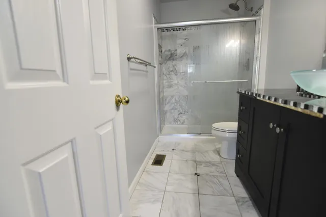 a bathroom with a shower