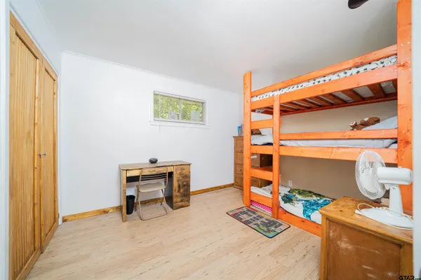 a view of a garage with storage