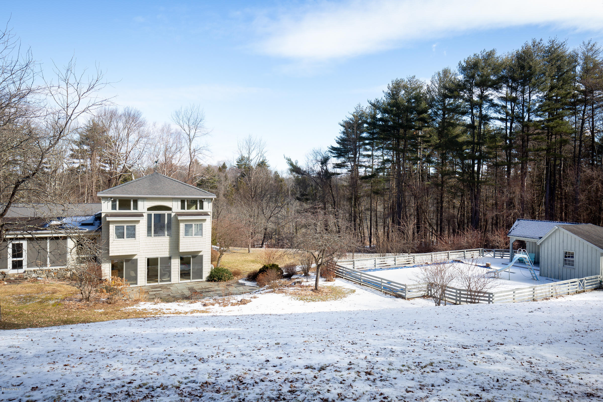 6 Devon Road Stockbridge, MA 01262 - Photo 4 of 27 Rear view with pool