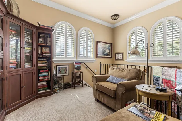a living room with furniture rug and window