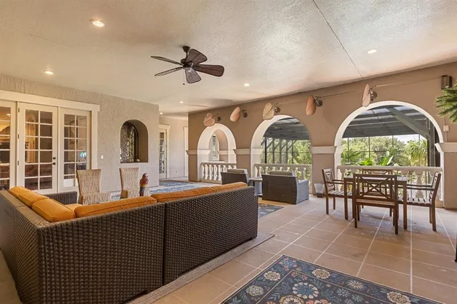 a view of a balcony with an ocean view