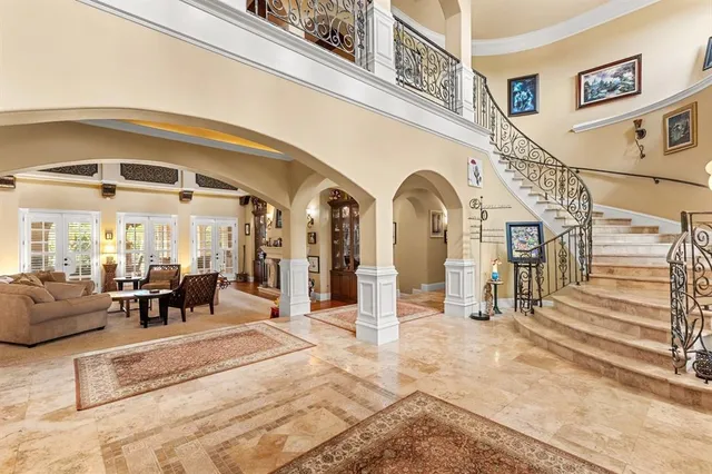 a living room with furniture