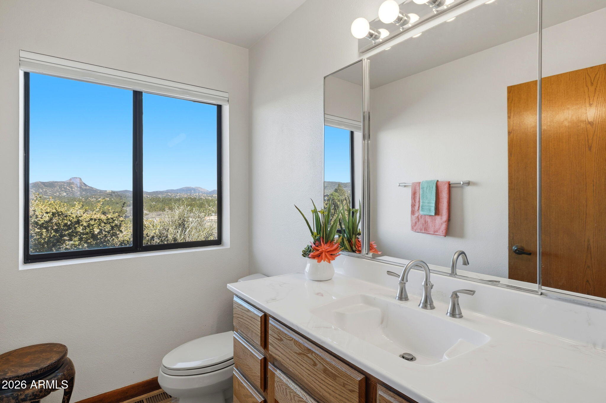 220 High Chaparral Loop Prescott, AZ 86303 - Photo 23 of 42 a bathroom with a sink vanity mirror and toilet