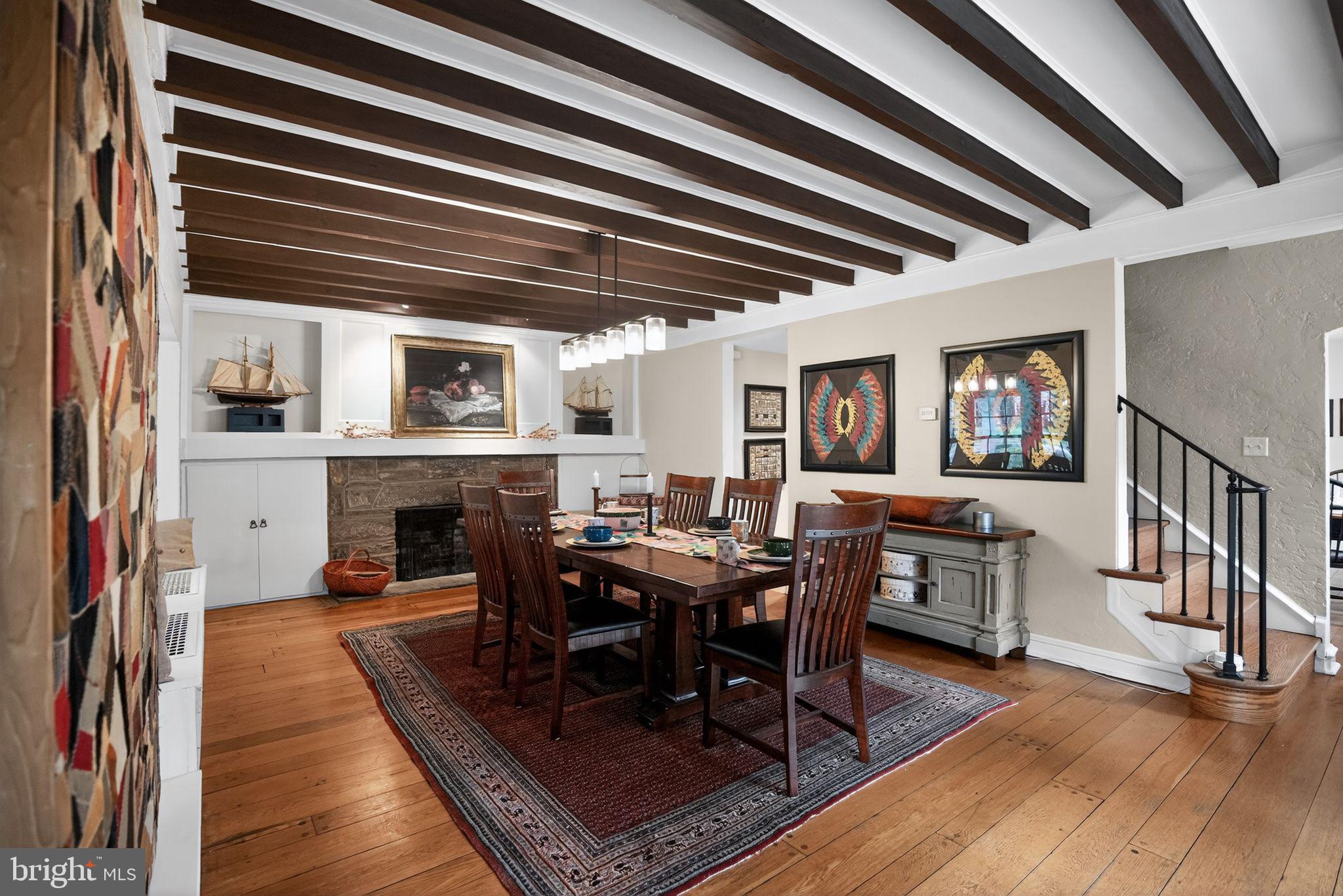 221 North Bent Road Wyncote, PA 19095 - Photo 7 of 42 Formal Dining Room with fireplace and built-ins
