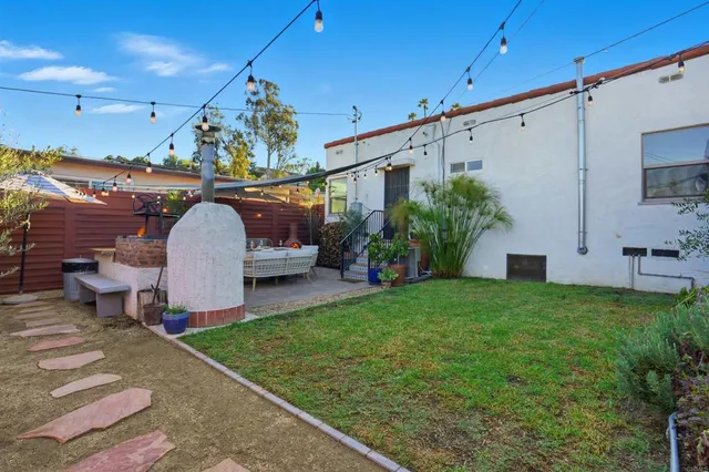 a view of a porch in front of house