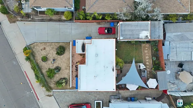 an aerial view of house with outdoor space