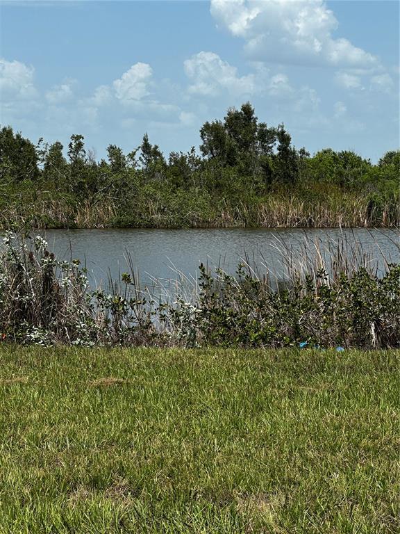 a view of a lake with a city