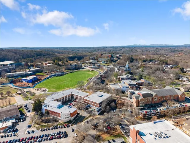 an aerial view of a city