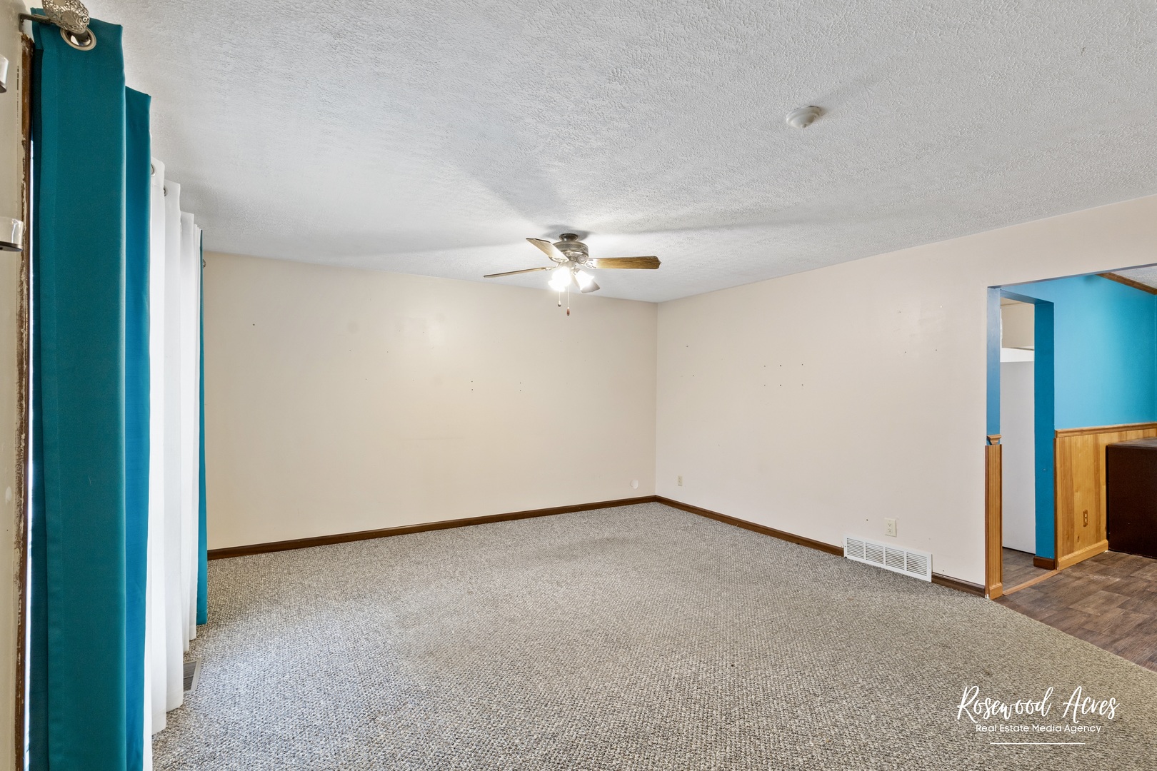 209 West Indiana Street Momence, IL 60954 - Photo 5 of 34 an empty room with a ceiling fan and carpet