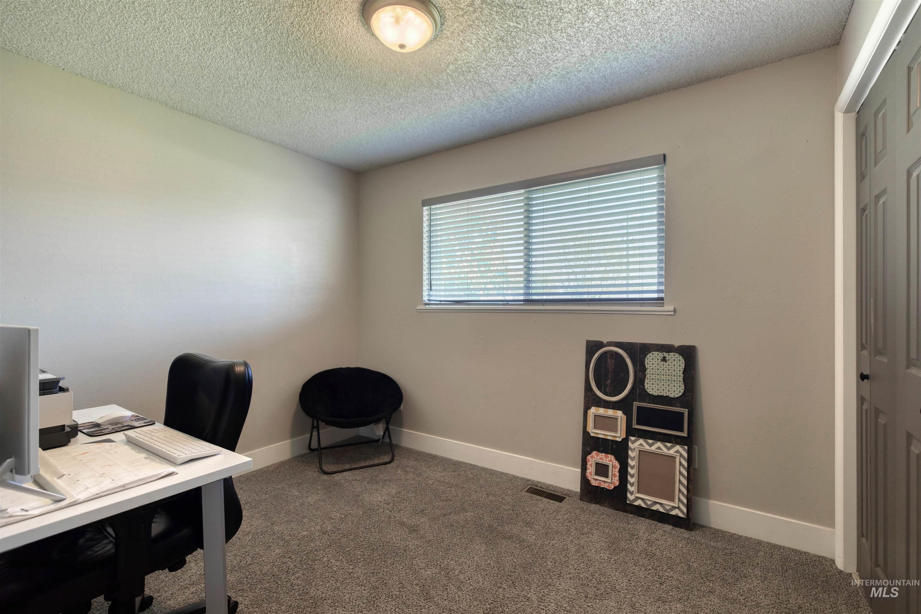 20803 Friends Road Greenleaf, ID 83626 - Photo 19 of 39 Carpeted room featuring a single window with blinds, a ceiling-mounted light fixture, and a paneled door