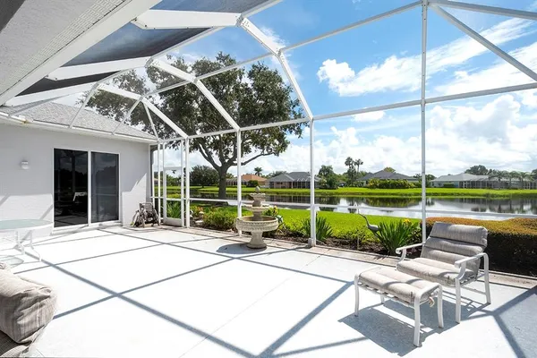 a view of a patio with a backyard