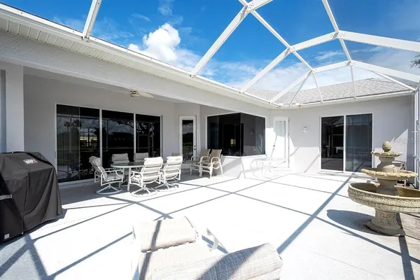 a view of a lobby with furniture and floor to ceiling window