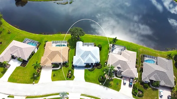 an aerial view of a house