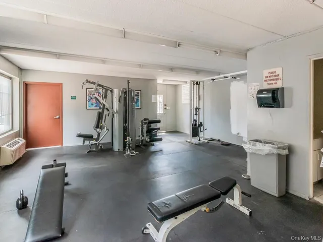 a view of a room with gym equipment