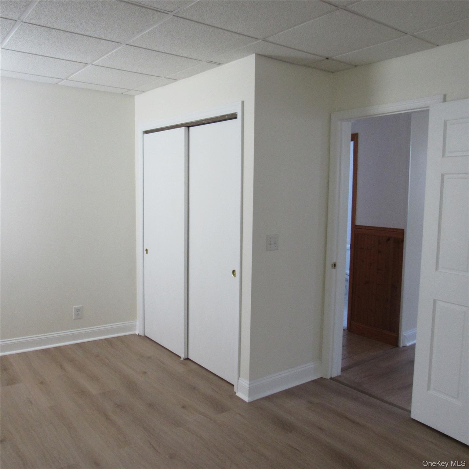 35 Taylor Avenue, Unit 2 Poughkeepsie, NY 12601 - Photo 10 of 19 Unfurnished bedroom with a paneled ceiling, light wood-style floors, and a closet